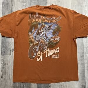 Harley Davidson St. Thomas T Shirt US Virgin Island Motorcycle Biker Orange
